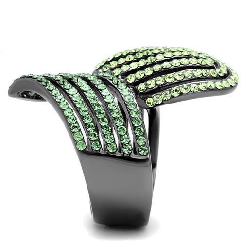 Silver Rings for Women Stainless Steel TK691LJ IP Light Black (IP Gun) Stainless Steel Ring with Top Grade Crystal in Multi Color - Jewelry Store by Erik Rayo