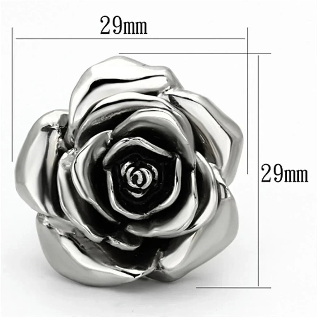 Silver Rings for Women Stainless Steel TK923 with Epoxy in Jet - Jewelry Store by Erik Rayo