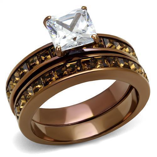 Anillo de Compromiso Boda y Matrimonio con Diamante Zirconia Para Mujeres Color Cafe Aquino - Jewelry Store by Erik Rayo