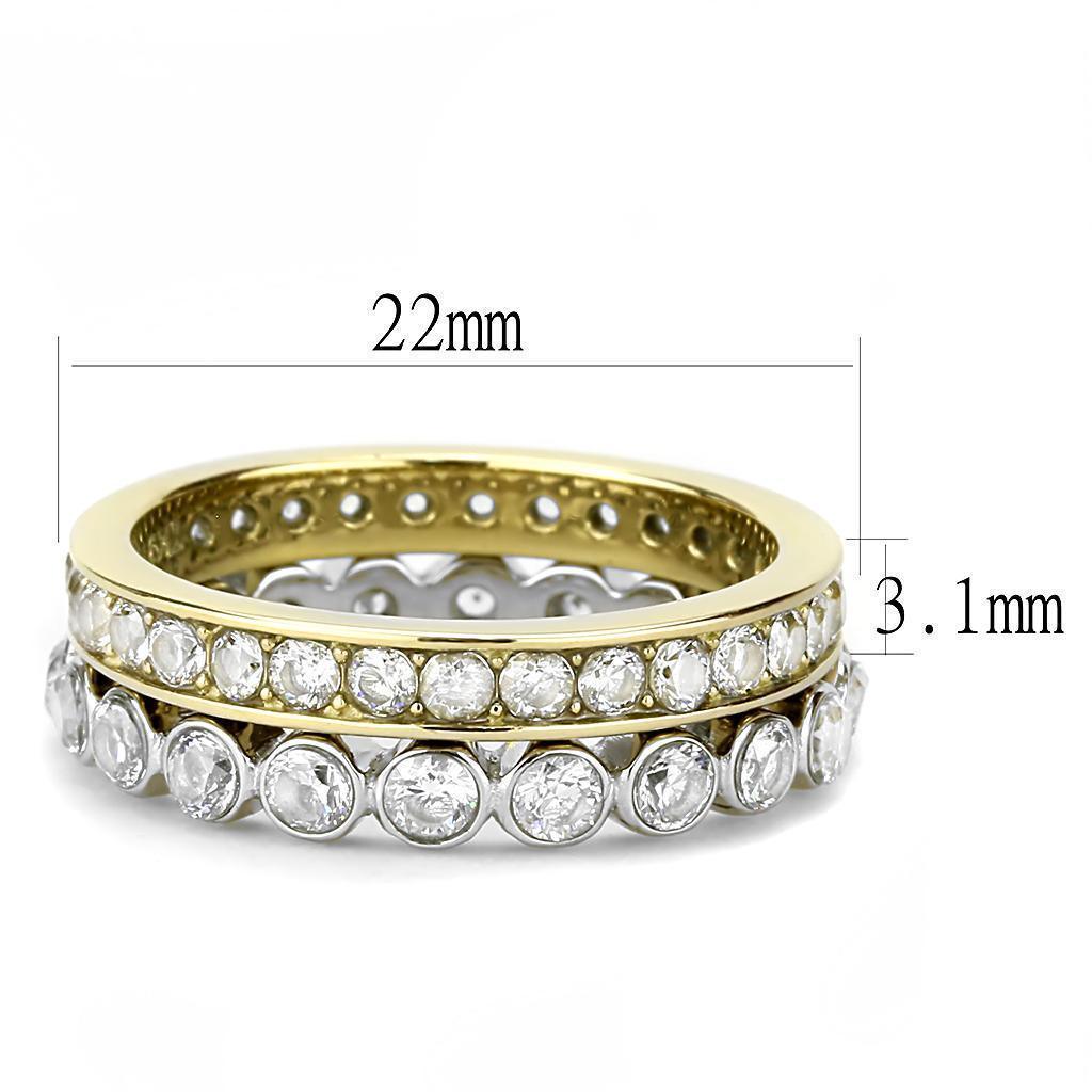 Anillo de Compromiso Boda y Matrimonio con Diamante Zirconia Para Mujeres Dos Tonos TK3232 - Jewelry Store by Erik Rayo