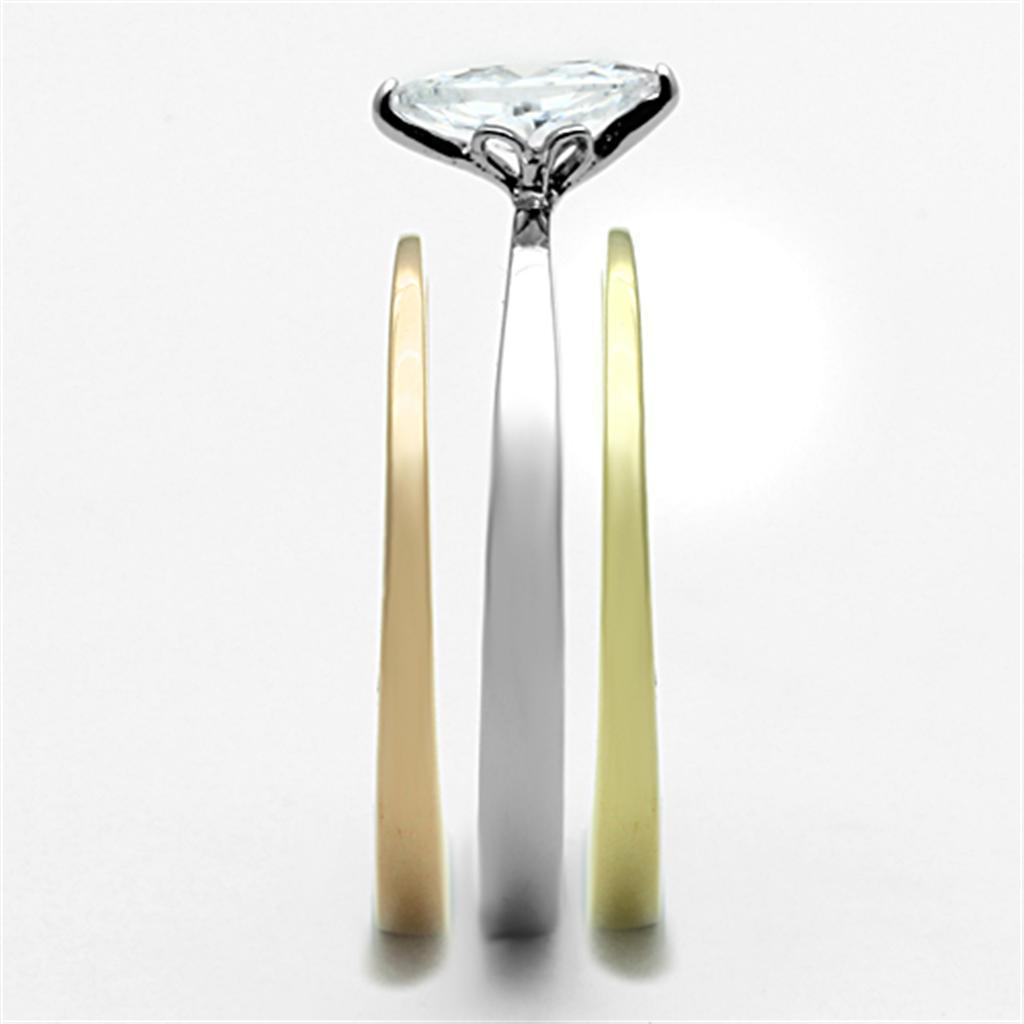 Anillo de Compromiso Boda y Matrimonio con Diamante Zirconia Para Mujeres Tres Tonos Oro Plata y Oro Rojo TK1276 - Jewelry Store by Erik Rayo