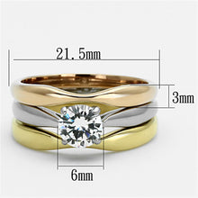 Load image into Gallery viewer, Anillo de Compromiso Boda y Matrimonio con Diamante Zirconia Para Mujeres Tres Tonos Oro Plata y Oro Rojo TK1278 - Jewelry Store by Erik Rayo
