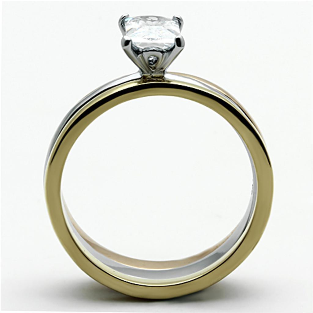 Anillo de Compromiso Boda y Matrimonio con Diamante Zirconia Para Mujeres Tres Tonos Oro Plata y Oro Rojo TK1279 - Jewelry Store by Erik Rayo