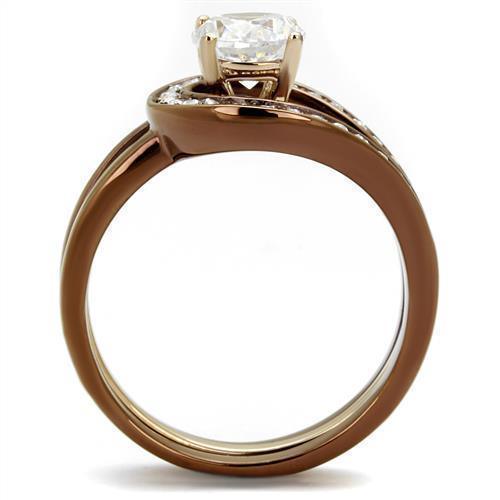 Anillos Para Mujer Color Cafe de 316L Acero Inoxidable con Diamante Zirconia Cubica Forza - Jewelry Store by Erik Rayo