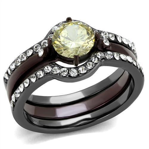 Anillos Para Mujer Color Negro de 316L Acero Inoxidable con Diamante Zirconia Cubica Citrino Amarillo Gaeta - Jewelry Store by Erik Rayo