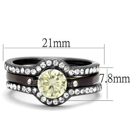 Anillos Para Mujer Color Negro de 316L Acero Inoxidable con Diamante Zirconia Cubica Citrino Amarillo Gaeta - Jewelry Store by Erik Rayo