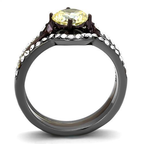 Anillos Para Mujer Color Negro de 316L Acero Inoxidable con Diamante Zirconia Cubica Citrino Amarillo Gaeta - Jewelry Store by Erik Rayo