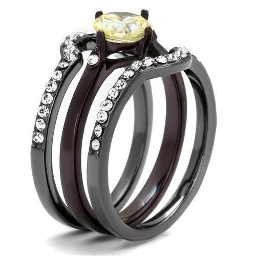 Anillos Para Mujer Color Negro de 316L Acero Inoxidable con Diamante Zirconia Cubica Citrino Amarillo Gaeta - Jewelry Store by Erik Rayo