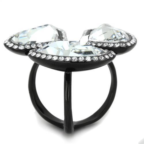 Anillos Para Mujer Color Negro de 316L Acero Inoxidable con Diamante Zirconia Cubica Claudette - Jewelry Store by Erik Rayo