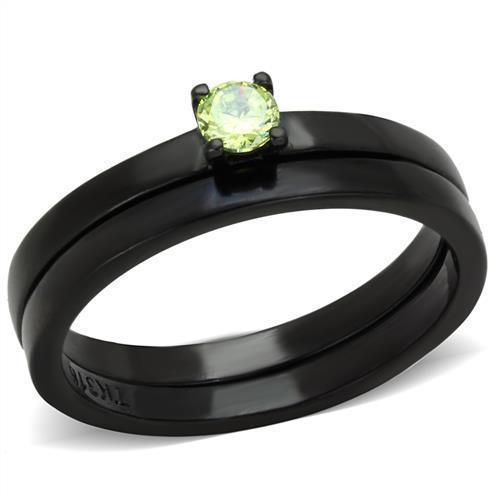 Anillos Para Mujer Color Negro de 316L Acero Inoxidable con Diamante Zirconia Cubica Color Verde Manzana Sarah - Jewelry Store by Erik Rayo