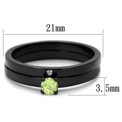 Anillos Para Mujer Color Negro de 316L Acero Inoxidable con Diamante Zirconia Cubica Color Verde Manzana Sarah - Jewelry Store by Erik Rayo
