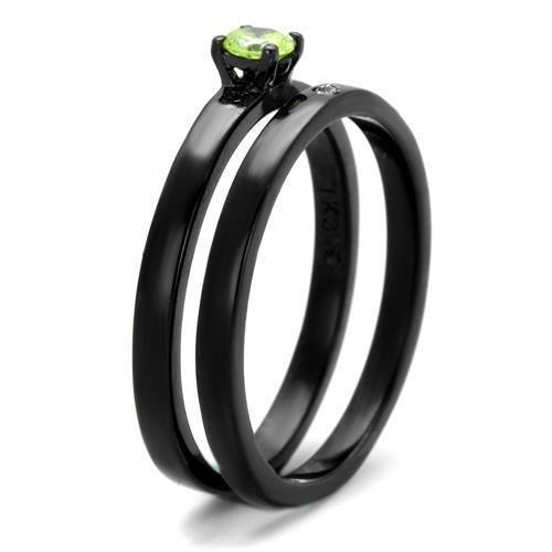 Anillos Para Mujer Color Negro de 316L Acero Inoxidable con Diamante Zirconia Cubica Color Verde Manzana Sarah - Jewelry Store by Erik Rayo