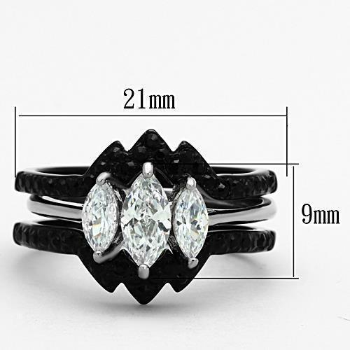 Anillos Para Mujer Color Negro de 316L Acero Inoxidable con Diamante Zirconia Cubica Latina - Jewelry Store by Erik Rayo