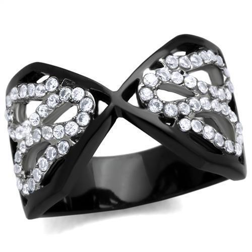 Anillos Para Mujer Color Negro de 316L Acero Inoxidable con Diamante Zirconia Cubica Montagnana - Jewelry Store by Erik Rayo