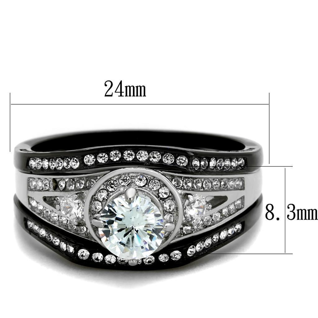 Anillos Para Mujer Color Negro de 316L Acero Inoxidable con Diamante Zirconia Cubica Naomi - Jewelry Store by Erik Rayo