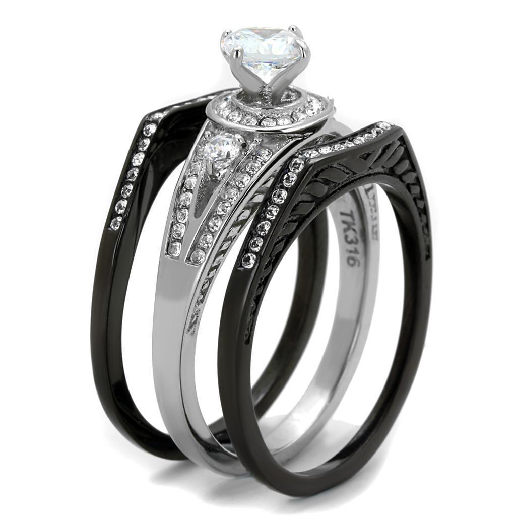 Anillos Para Mujer Color Negro de 316L Acero Inoxidable con Diamante Zirconia Cubica Naomi - Jewelry Store by Erik Rayo