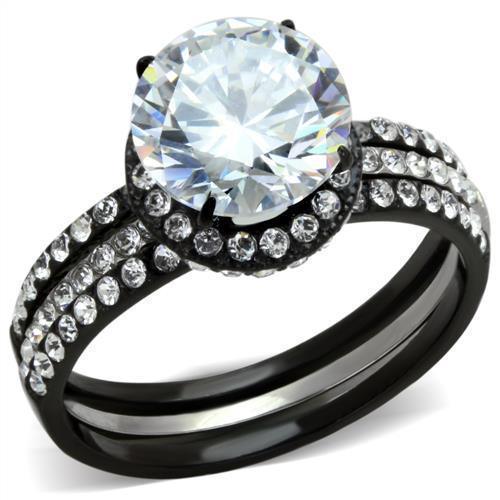 Anillos Para Mujer Color Negro de 316L Acero Inoxidable con Diamante Zirconia Cubica Vittoria - Jewelry Store by Erik Rayo