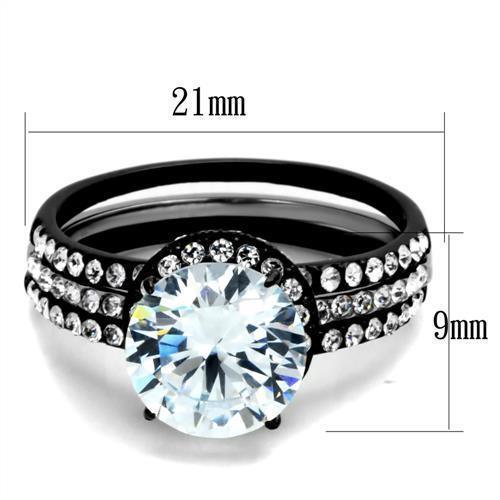 Anillos Para Mujer Color Negro de 316L Acero Inoxidable con Diamante Zirconia Cubica Vittoria - Jewelry Store by Erik Rayo