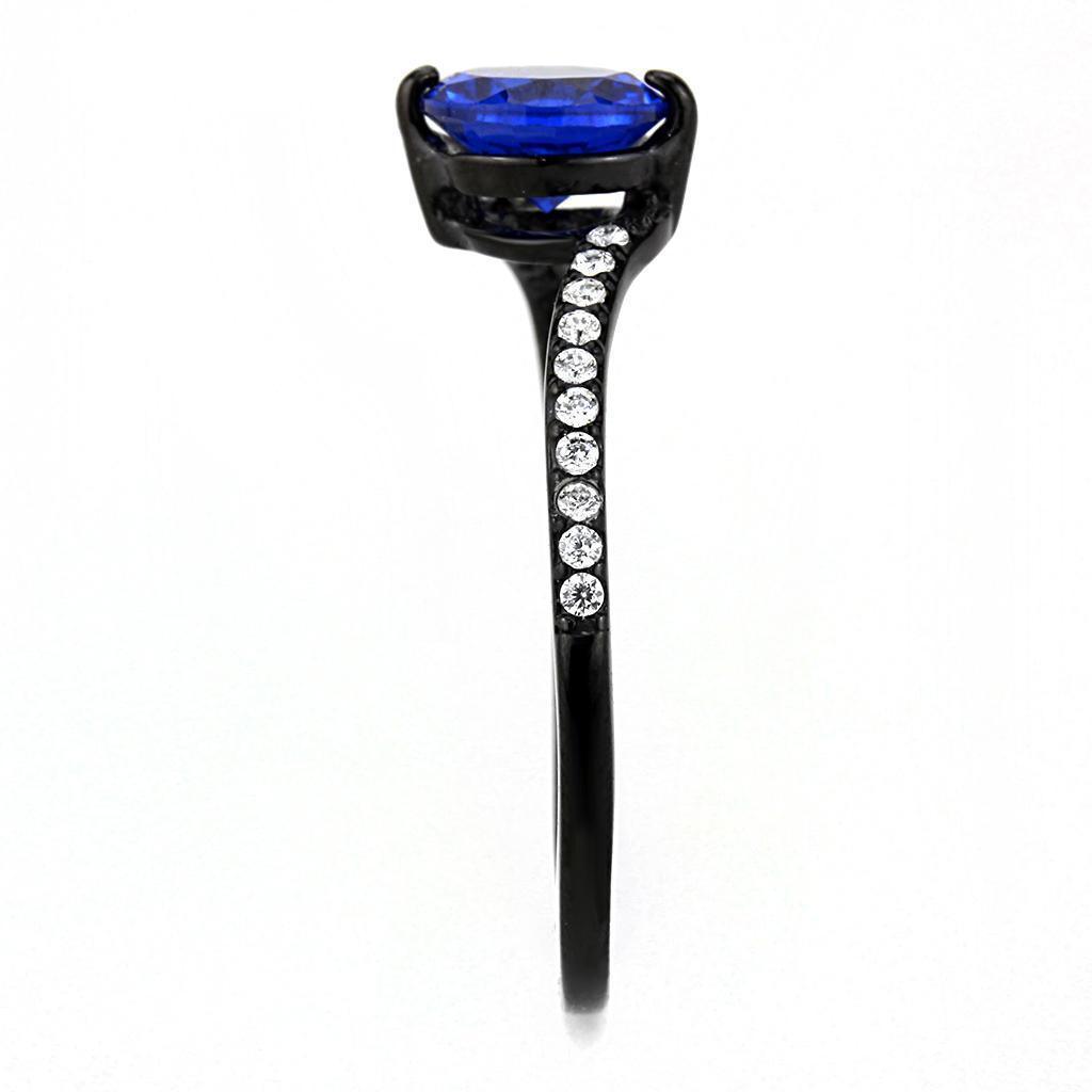 Anillos Para Mujer Color Negro de 316L Acero Inoxidable con Espinela Sintética en Azul Londres Vasto - Jewelry Store by Erik Rayo
