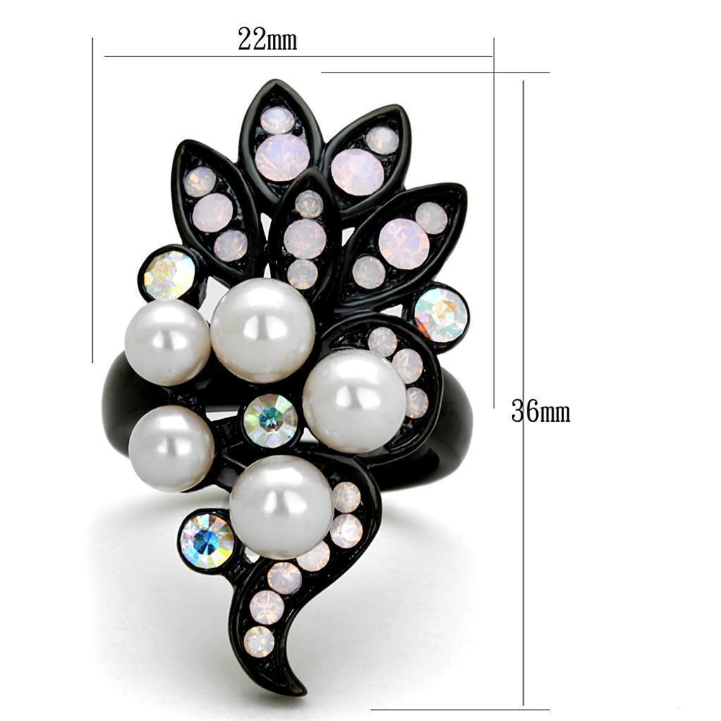 Anillos Para Mujer Color Negro de 316L Acero Inoxidable con Perla in Color Rosa Myriam - Jewelry Store by Erik Rayo