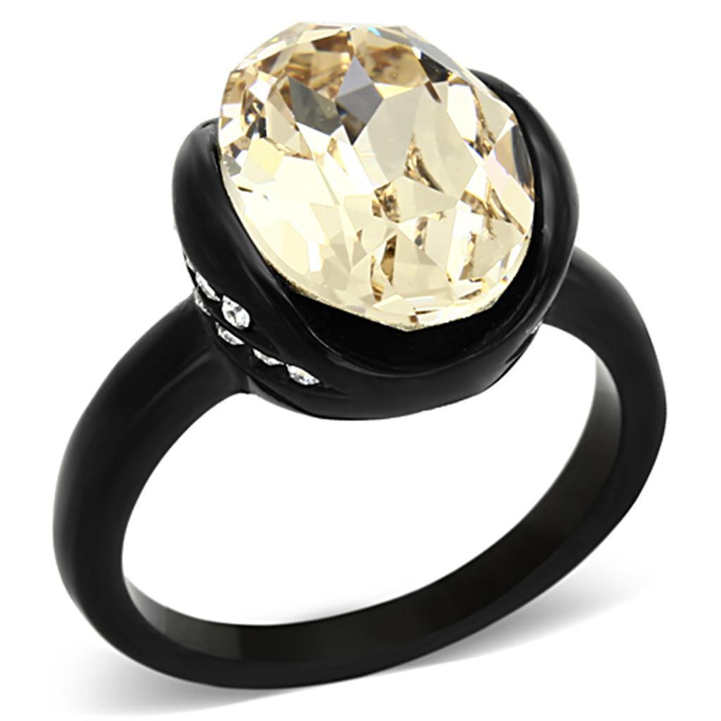Anillos Para Mujer Color Negro de 316L Acero Inoxidable con Piedra Crystal Ahumada Anagi - Jewelry Store by Erik Rayo