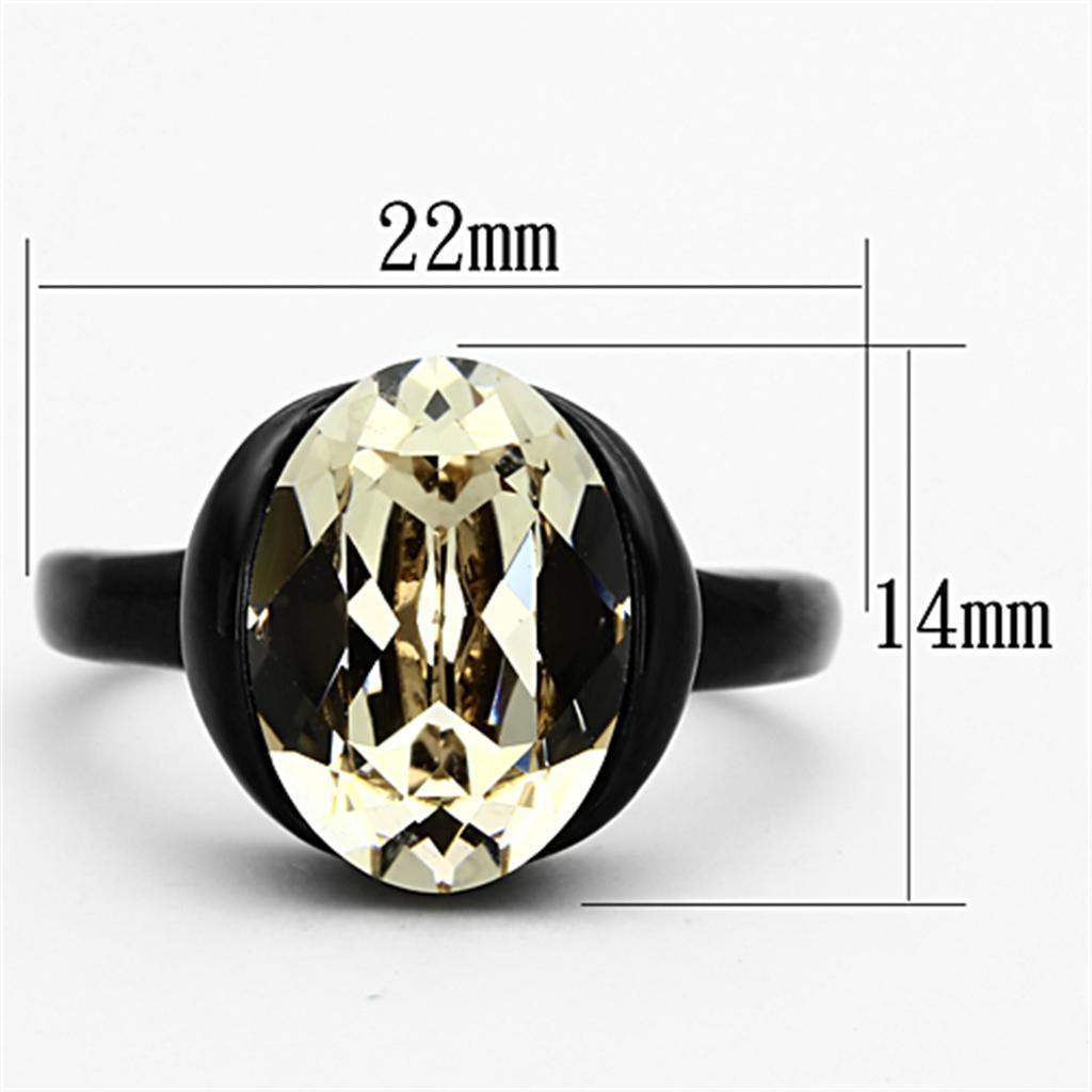 Anillos Para Mujer Color Negro de 316L Acero Inoxidable con Piedra Crystal Ahumada Anagi - Jewelry Store by Erik Rayo