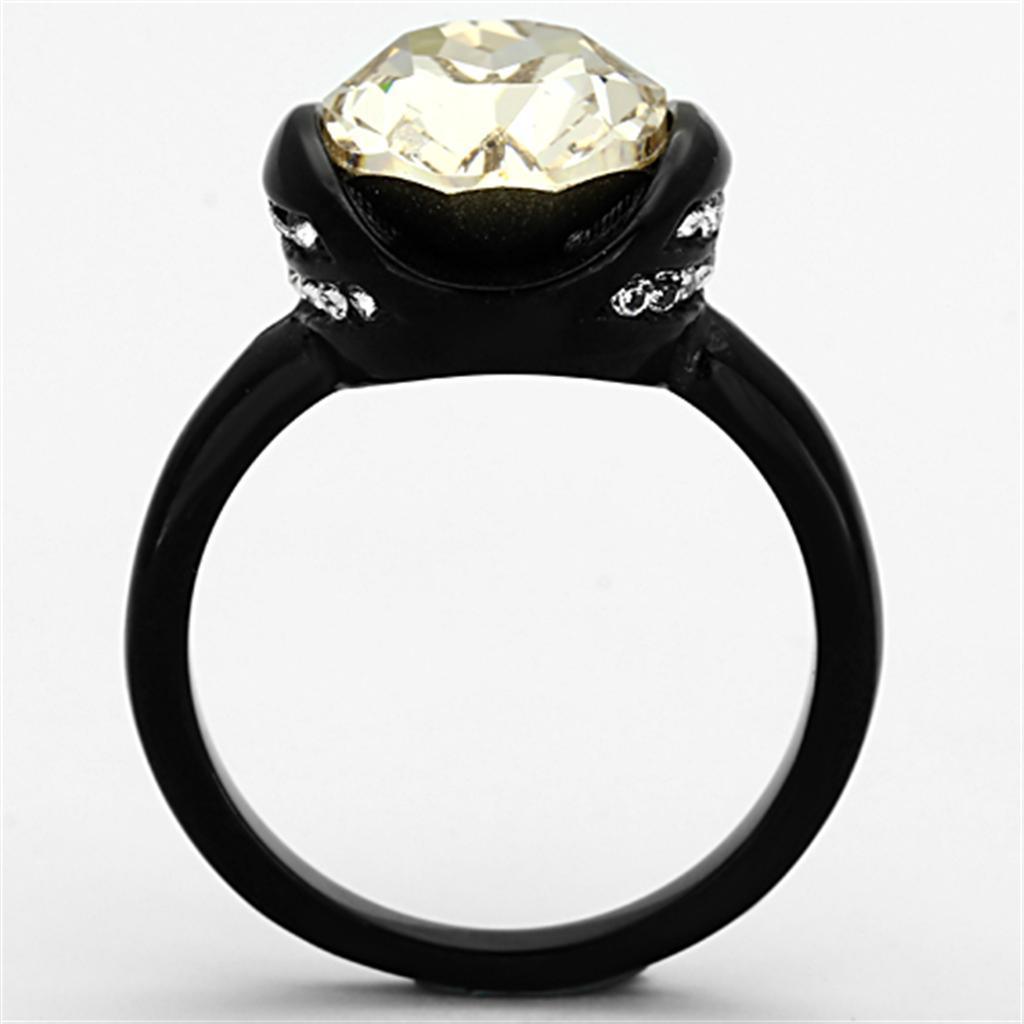 Anillos Para Mujer Color Negro de 316L Acero Inoxidable con Piedra Crystal Ahumada Anagi - Jewelry Store by Erik Rayo