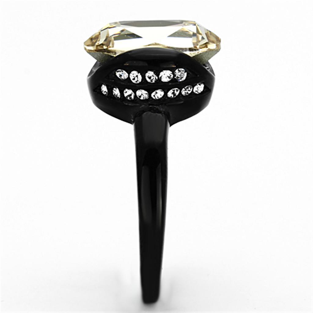 Anillos Para Mujer Color Negro de 316L Acero Inoxidable con Piedra Crystal Ahumada Anagi - Jewelry Store by Erik Rayo