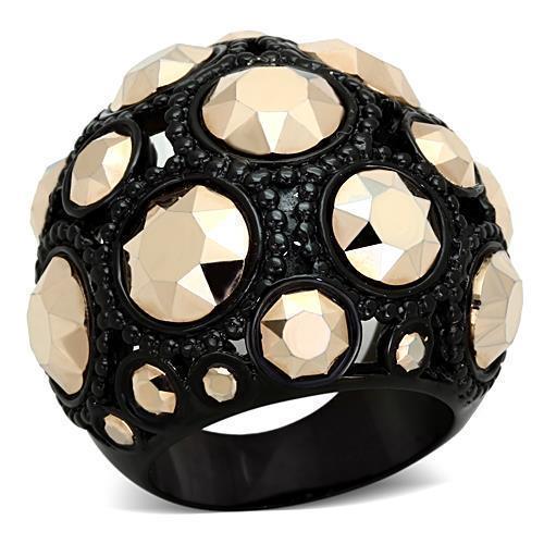 Anillos Para Mujer Color Negro de 316L Acero Inoxidable con Piedra Crystal Color Oro Metalico Tivolo - Jewelry Store by Erik Rayo