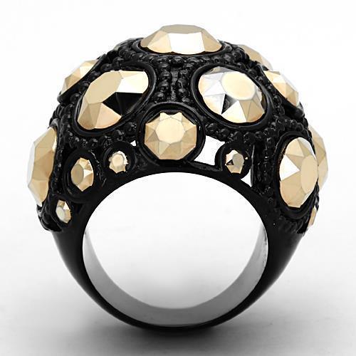 Anillos Para Mujer Color Negro de 316L Acero Inoxidable con Piedra Crystal Color Oro Metalico Tivolo - Jewelry Store by Erik Rayo