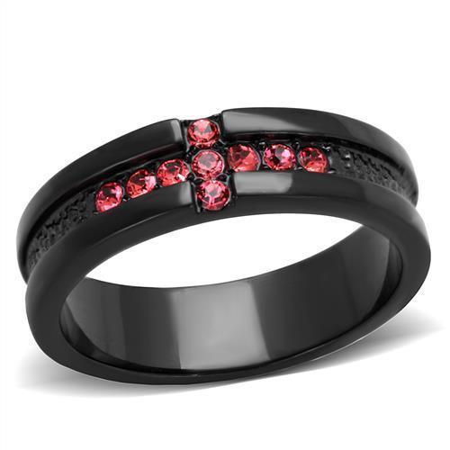 Anillos Para Mujer Color Negro de 316L Acero Inoxidable con Piedra Crystal Color Rosa Elizabeth - Jewelry Store by Erik Rayo
