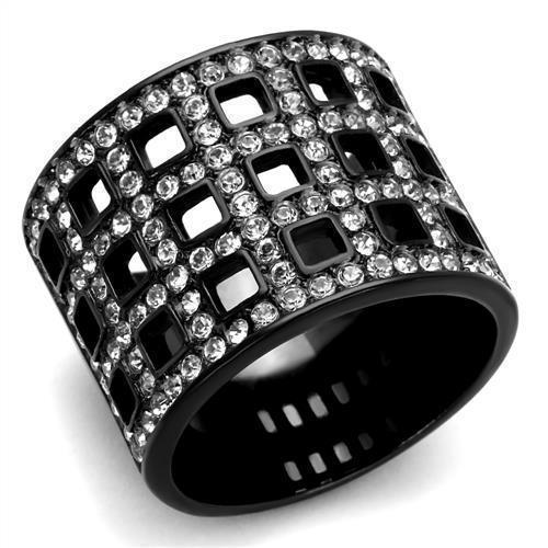 Anillos Para Mujer Color Negro de 316L Acero Inoxidable con Piedra Crystal Diamante Negro Abilene - Jewelry Store by Erik Rayo