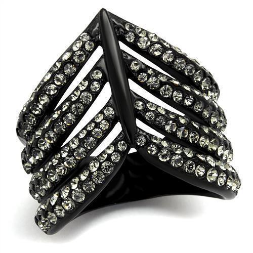 Anillos Para Mujer Color Negro de 316L Acero Inoxidable con Piedra Crystal Diamante Negro Delilah - Jewelry Store by Erik Rayo
