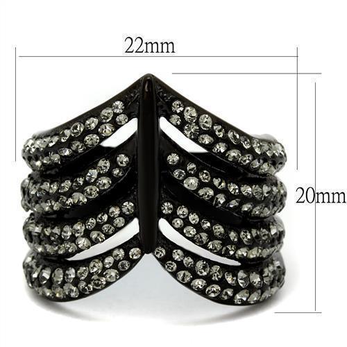 Anillos Para Mujer Color Negro de 316L Acero Inoxidable con Piedra Crystal Diamante Negro Delilah - Jewelry Store by Erik Rayo