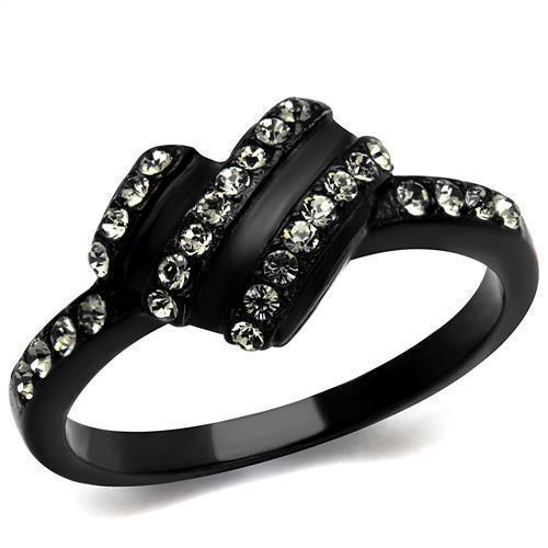 Anillos Para Mujer Color Negro de 316L Acero Inoxidable con Piedra Crystal Diamante Negro Esther - Jewelry Store by Erik Rayo