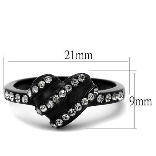 Anillos Para Mujer Color Negro de 316L Acero Inoxidable con Piedra Crystal Diamante Negro Esther - Jewelry Store by Erik Rayo