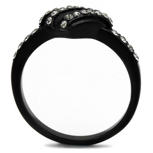 Anillos Para Mujer Color Negro de 316L Acero Inoxidable con Piedra Crystal Diamante Negro Esther - Jewelry Store by Erik Rayo