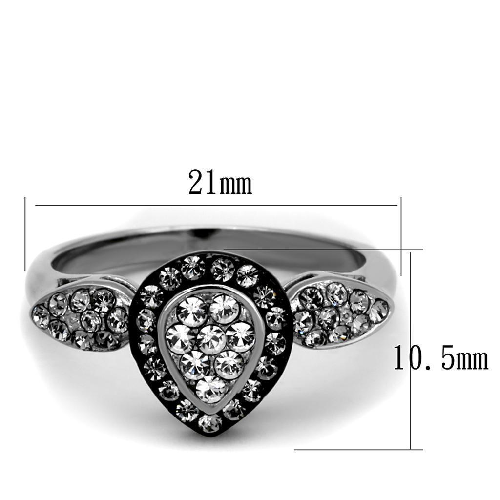 Anillos Para Mujer Color Negro de 316L Acero Inoxidable con Piedra Crystal Diamante Negro Judith - Jewelry Store by Erik Rayo