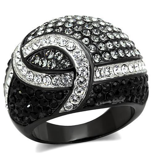 Anillos Para Mujer Color Negro de 316L Acero Inoxidable con Piedra Crystal Diamante Negro Perugia - Jewelry Store by Erik Rayo