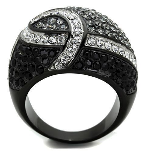 Anillos Para Mujer Color Negro de 316L Acero Inoxidable con Piedra Crystal Diamante Negro Perugia - Jewelry Store by Erik Rayo