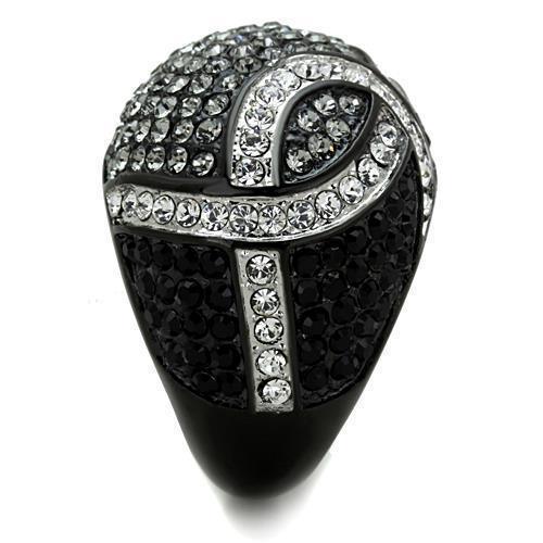 Anillos Para Mujer Color Negro de 316L Acero Inoxidable con Piedra Crystal Diamante Negro Perugia - Jewelry Store by Erik Rayo