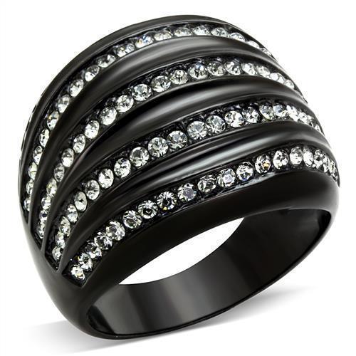 Anillos Para Mujer Color Negro de 316L Acero Inoxidable con Piedra Crystal Diamante Negro Siena - Jewelry Store by Erik Rayo