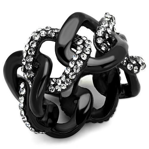 Anillos Para Mujer Color Negro de 316L Acero Inoxidable con Piedra Crystal Diamante Negro Terni - Jewelry Store by Erik Rayo