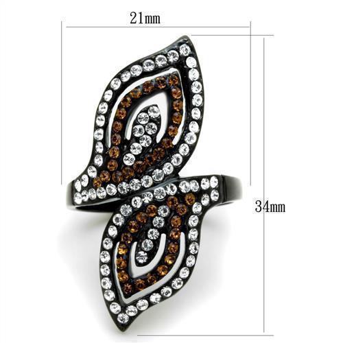 Anillos Para Mujer Color Negro de 316L Acero Inoxidable con Piedra Crystal en Cuarzo Ahumado Carrera - Jewelry Store by Erik Rayo
