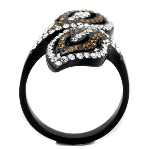 Anillos Para Mujer Color Negro de 316L Acero Inoxidable con Piedra Crystal en Cuarzo Ahumado Carrera - Jewelry Store by Erik Rayo
