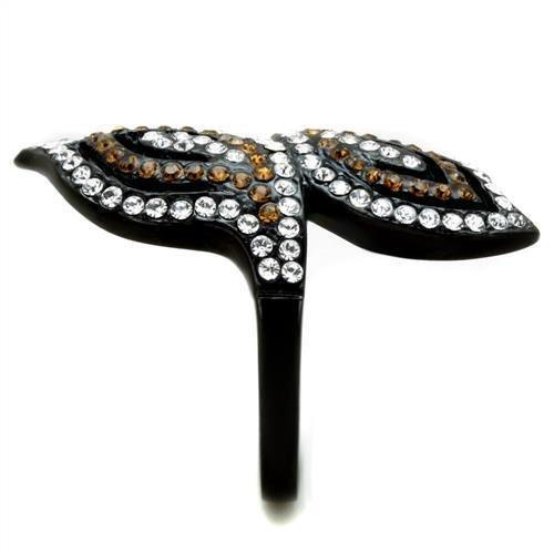 Anillos Para Mujer Color Negro de 316L Acero Inoxidable con Piedra Crystal en Cuarzo Ahumado Carrera - Jewelry Store by Erik Rayo