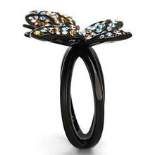 Load image into Gallery viewer, Anillos Para Mujer Color Negro de 316L Acero Inoxidable con Piedra Crystal en Multicolor Capri con Mariposa - Jewelry Store by Erik Rayo
