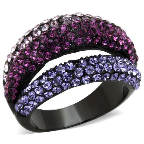 Anillos Para Mujer Color Negro de 316L Acero Inoxidable con Piedra Crystal en Multicolor Pisa - Jewelry Store by Erik Rayo