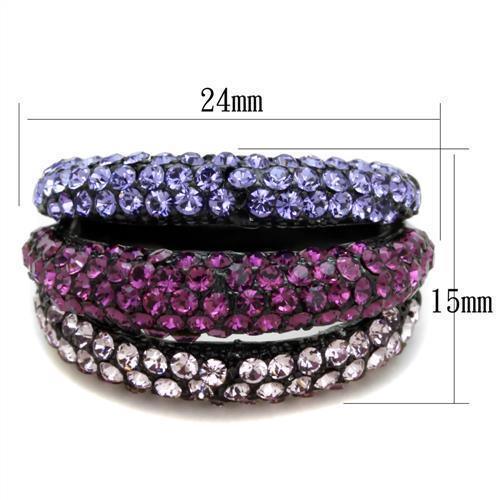 Anillos Para Mujer Color Negro de 316L Acero Inoxidable con Piedra Crystal en Multicolor Pisa - Jewelry Store by Erik Rayo