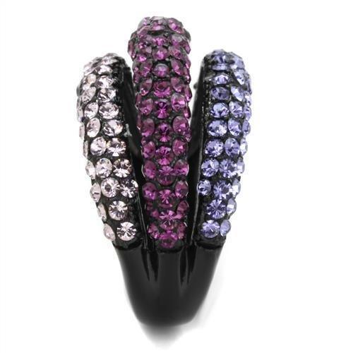 Anillos Para Mujer Color Negro de 316L Acero Inoxidable con Piedra Crystal en Multicolor Pisa - Jewelry Store by Erik Rayo